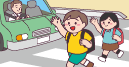 横断歩道を渡る小学生のイラスト