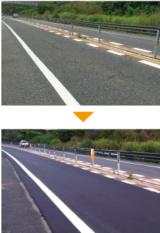 舗装修繕工事前と後の比較写真