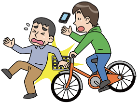 自転車のながらスマホのイラスト