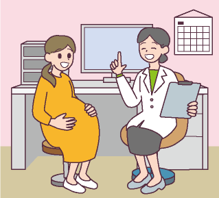 妊婦と産婦人科医のイラスト