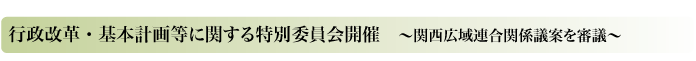 行政改革・基本計画等に関する特別委員会開催 〜関西広域連合関係議案を審議〜