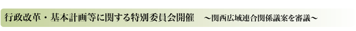 行政改革・基本計画等に関する特別委員会開催　〜関西広域連合関係議案を審議〜