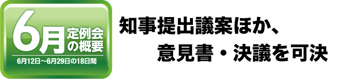 6月定例会概要　知事提出議案ほか、意見書・決議を可決