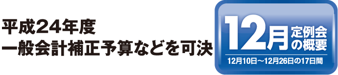 平成24年度一般会計補正予算などを可決