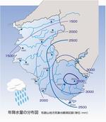 年降水量の分布図 和歌山地方気象台観測記録