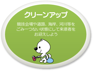 競技会場や道路、海岸、河川等をごみ一つない状態にして来県者をお迎えしよう