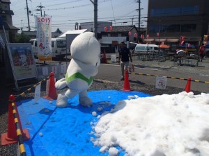 せっかくの機会と雪玉を投げるきいちゃん